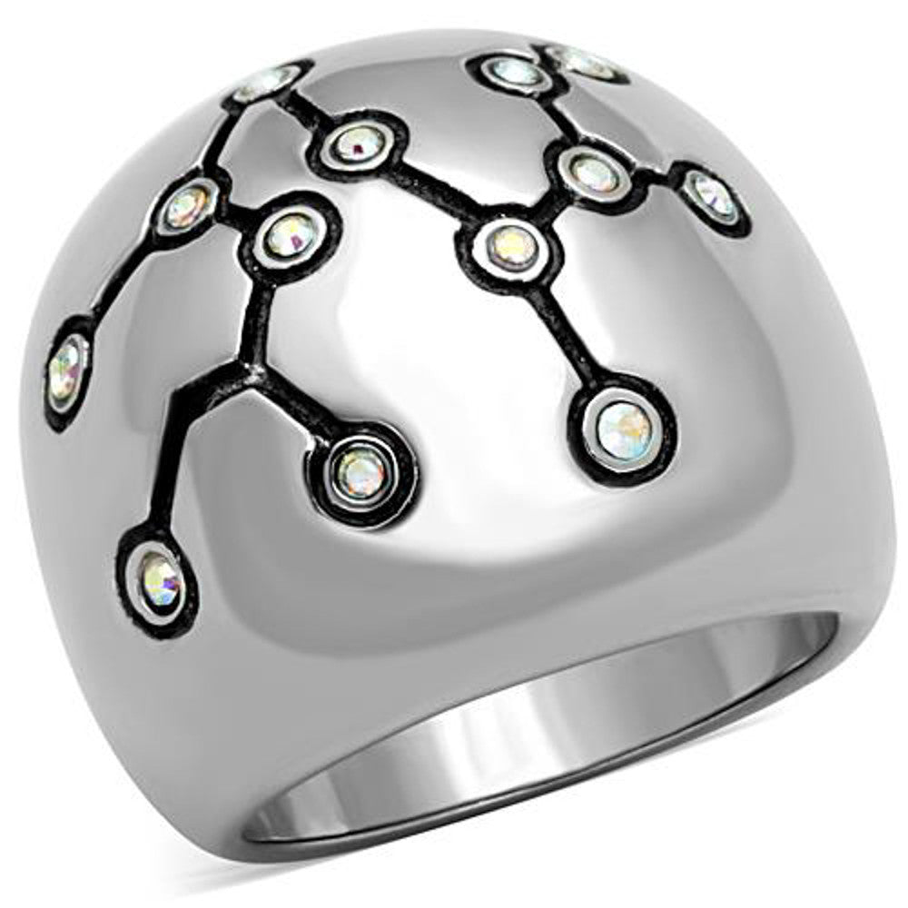 Stainless Steel Top Grade Multi-Color Crystal Dome Fashion Ring Women's Sz 5-10